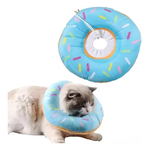 Collar Isabelino Inflable Tipo Dona para Perros y Gatos Estampada Talla M